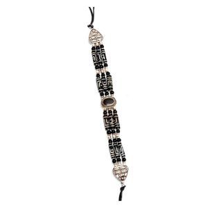 Buffalo Bone Choker Beaded Agate Stone Tribal Native American Necklace Black